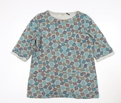 Seasalt Womens Multicoloured Leaf Tunic Top Size 14 Cotton 3/4 Sleeve