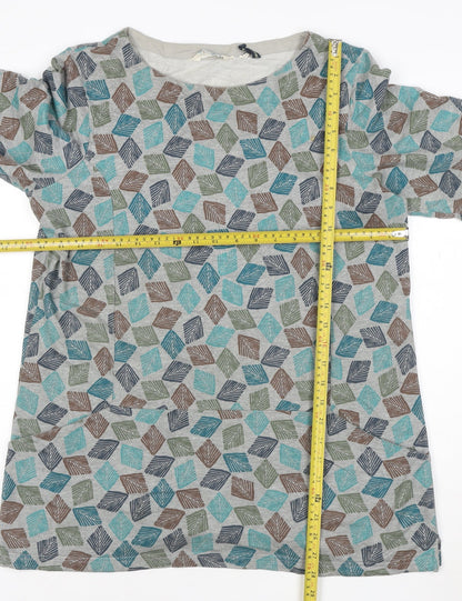 Seasalt Womens Multicoloured Leaf Tunic Top Size 14 Cotton 3/4 Sleeve