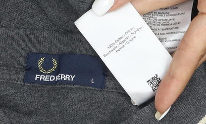 Fred Perry Men's Grey Cotton Polo Shirt Size L Regular Fit