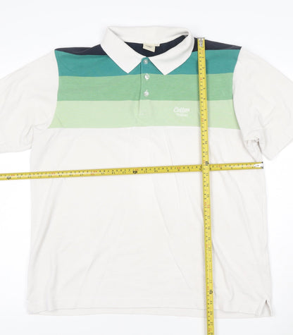 Cotton Traders Men's Multicoloured Striped Polo Shirt L