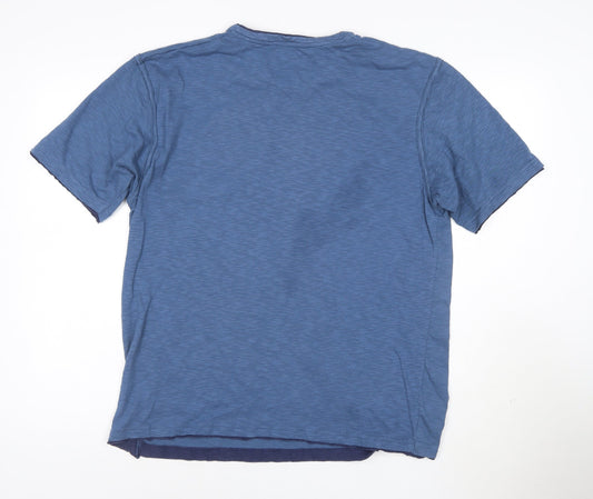 No Fear Men’s Blue V-Neck Dragon Graphic T-Shirt Size L