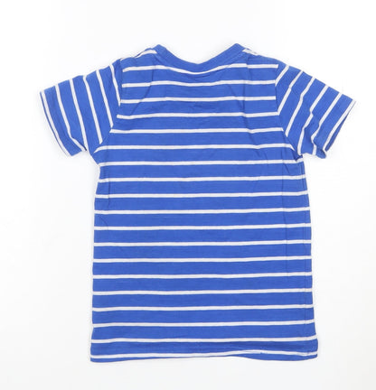 Beverly Hills Polo Club Boys Blue Striped T-Shirt 7-8 Years Short Sleeve