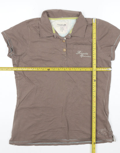Regatta Women's Brown Polo Shirt UK 16 Cotton Short Sleeve Casual