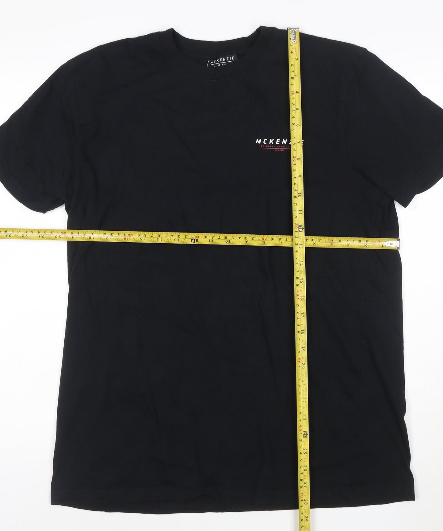 McKenzie Men's Black Cotton Crew Neck Short Sleeve T-Shirt L