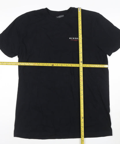 McKenzie Men's Black Cotton Crew Neck Short Sleeve T-Shirt L
