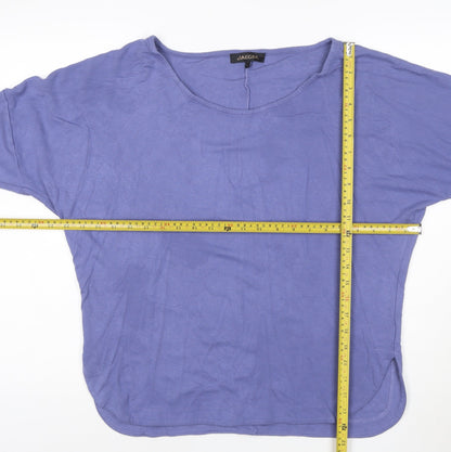 Jaeger Women Purple Relaxed Boat Neck 3/4 Sleeve Jersey Top L