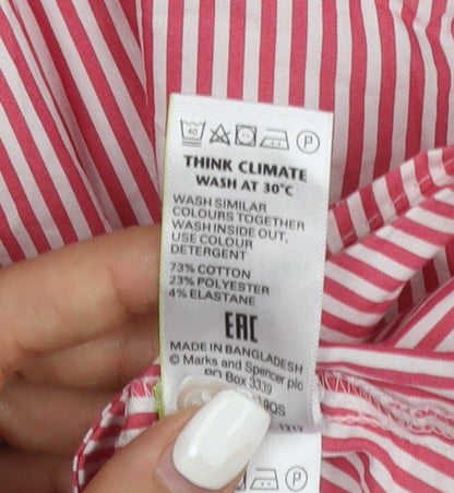 Marks and Spencer Women’s Red Striped Sleeveless Collared Blouse Size 18