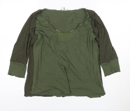 Per Una Women’s Green Tunic Blouse Size 16 V-Neck Jersey Top