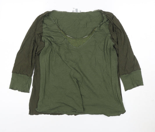Per Una Women’s Green Tunic Blouse Size 16 V-Neck Jersey Top