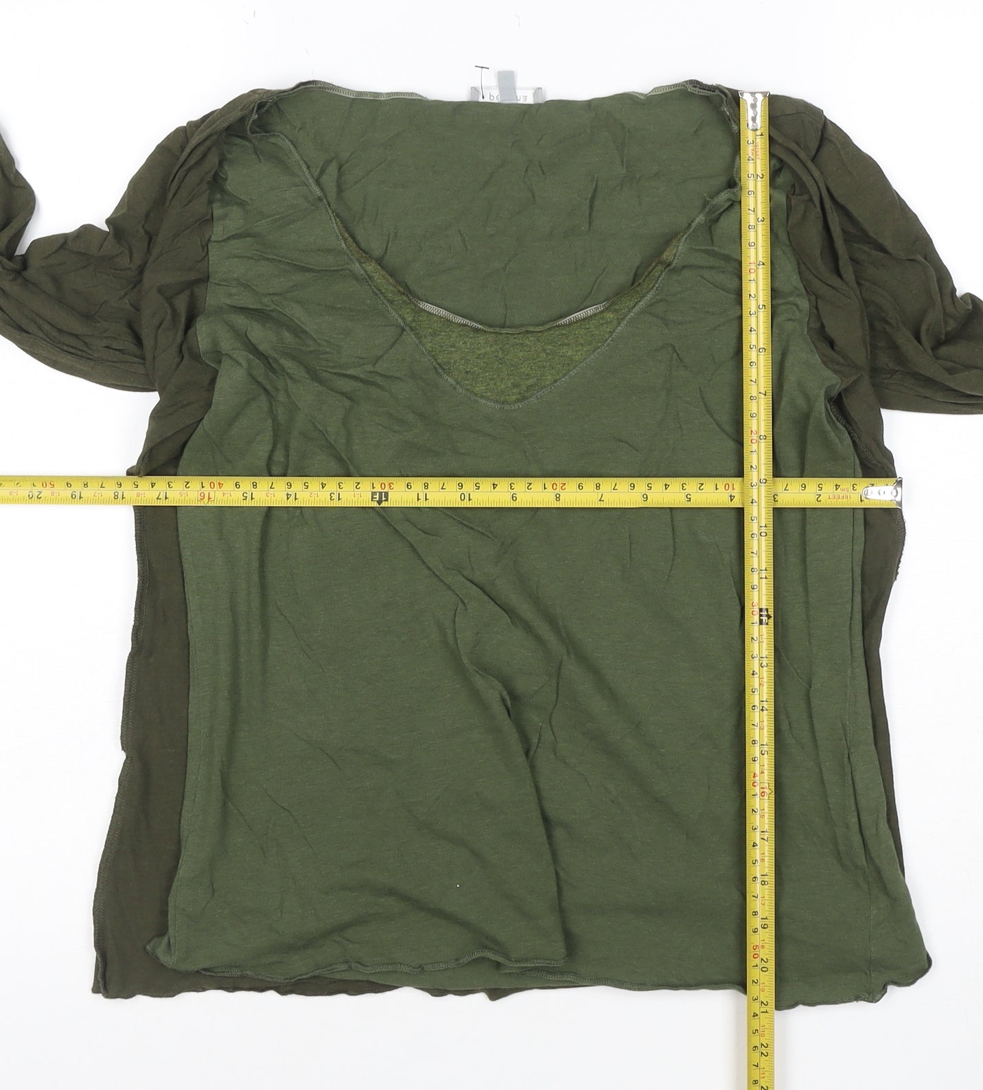 Per Una Women’s Green Tunic Blouse Size 16 V-Neck Jersey Top