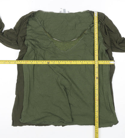 Per Una Women’s Green Tunic Blouse Size 16 V-Neck Jersey Top