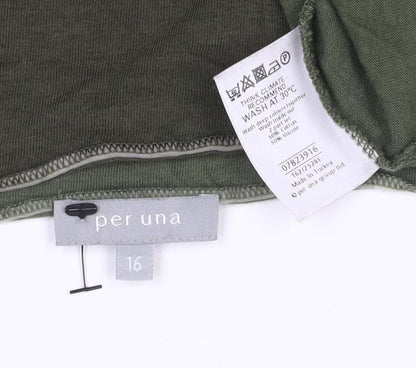 Per Una Women’s Green Tunic Blouse Size 16 V-Neck Jersey Top