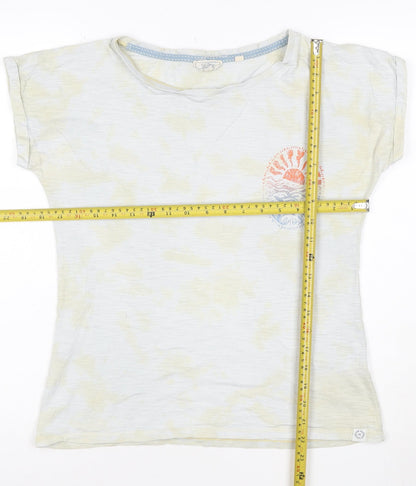 Fat Face Women’s White Graphic T-Shirt Size 8 Beach Print