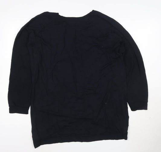 Poetic Eros Womens Black Long Sleeve Yin Yang Heart T-Shirt Size L