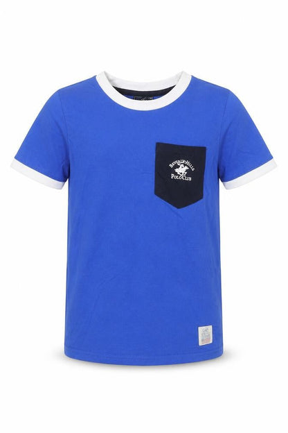 Front view of Beverly Hills Polo Club boys’ blue 7-8 years crew neck t-shirt