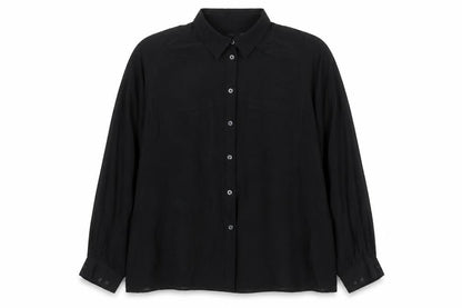 Marks & Spencer Women Black Size 20 Chiffon Long Sleeve Button-Up Shirt