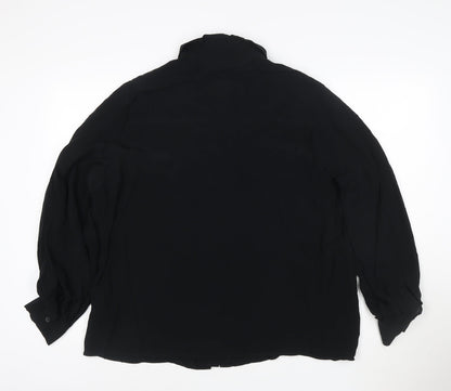Marks and Spencer Women Black Size 20 Chiffon Long Sleeve Button-Up Shirt