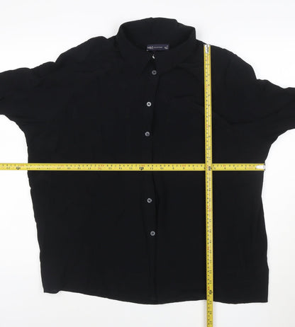 Marks and Spencer Women Black Size 20 Chiffon Long Sleeve Button-Up Shirt