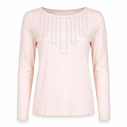 Laura Ashley Women's Pink Sequin Long Sleeve Cotton T-Shirt Size 10