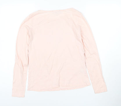Laura Ashley Women's Pink Sequin Long Sleeve Cotton T-Shirt Size 10