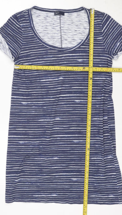 Marks and Spencer Women's Blue Striped T-Shirt Dress M