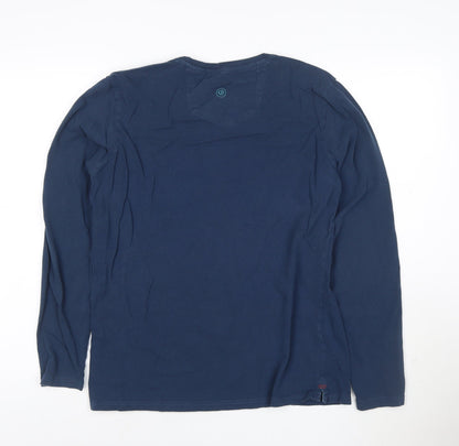 Fat Face Men's Blue Retro Stripe Long Sleeve Cotton T-Shirt Size S