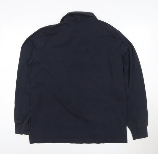 Uniqlo Men’s Blue Long Sleeve Cotton Blend Polo Shirt M