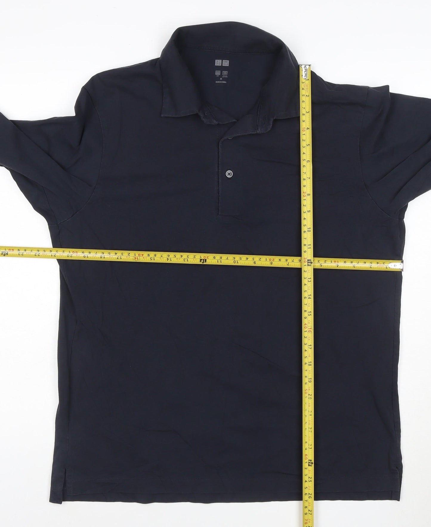 Uniqlo Men’s Blue Long Sleeve Cotton Blend Polo Shirt M