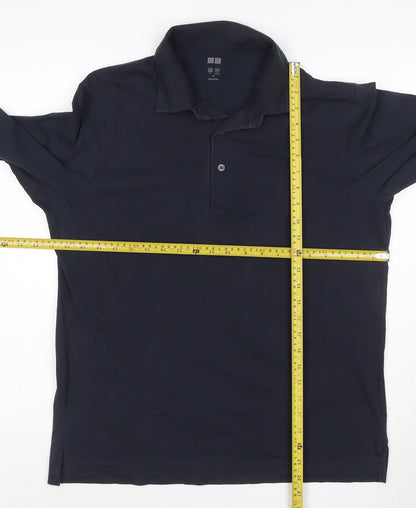 Uniqlo Men’s Blue Long Sleeve Cotton Blend Polo Shirt M