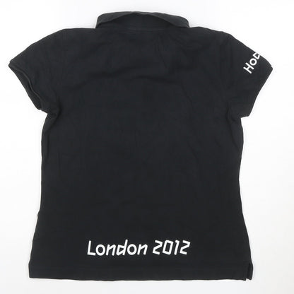Adidas Women Black London 2012 Polo Shirt Size 14 Short Sleeve Cotton