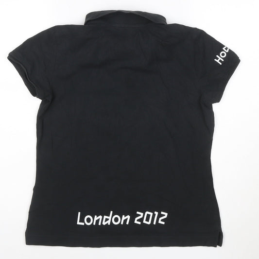 Adidas Women Black London 2012 Polo Shirt Size 14 Short Sleeve Cotton