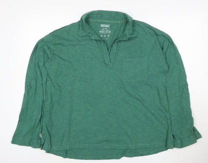 FatFace Women Green Organic Cotton Long Sleeve Collared Shirt Size 16