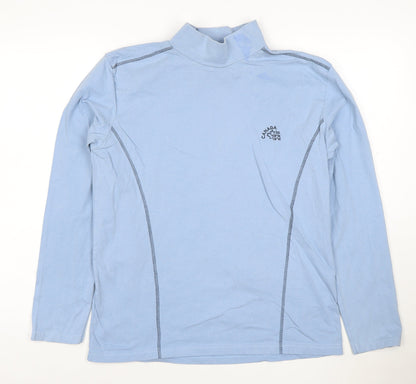 Atlas For Men Blue Long Sleeve High Neck Cotton T-Shirt Men's Small