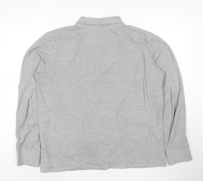 Brave Soul London Men's Grey Long Sleeve Polo Shirt XL Classic Fit