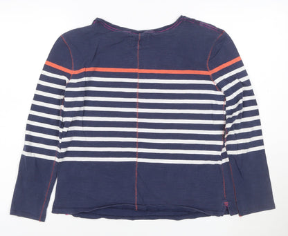 White Stuff Women's Blue Striped Star Cotton Long Sleeve T-Shirt Size 12