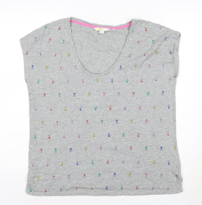 Boden Women’s Grey Polka Dot T-Shirt Size M Cotton Summer Top