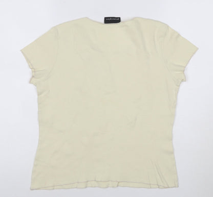 Principles Women's Beige Sequin Short Sleeve Cotton T-Shirt Size 14