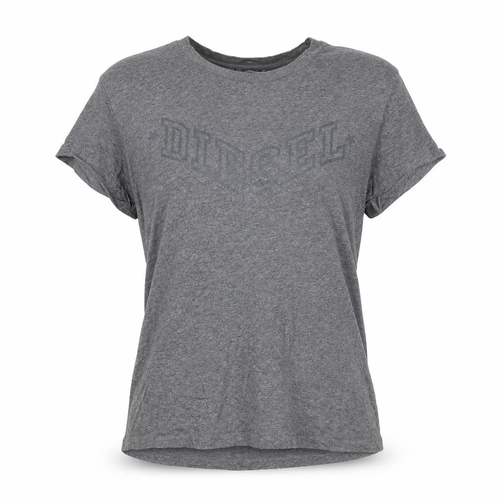 Diesel Women Grey Cotton Logo T-Shirt L Casual Short Sleeve