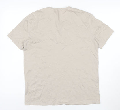 COS Men’s Beige Cotton Crew Neck Short Sleeve T-Shirt Size M