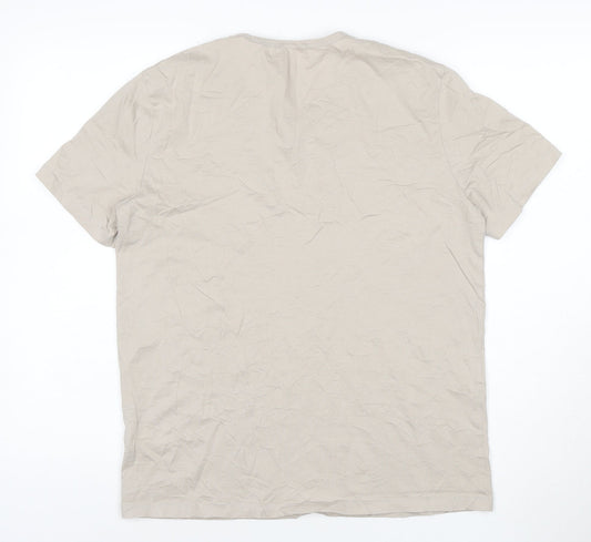 COS Men’s Beige Cotton Crew Neck Short Sleeve T-Shirt Size M