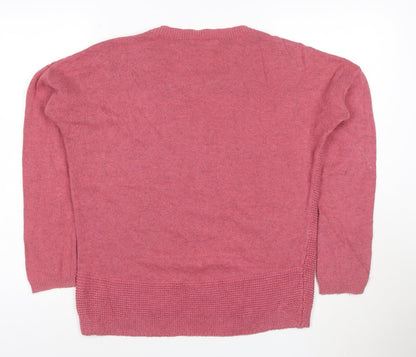Boden Women Pink Crew Neck Long Sleeve Cotton Cashmere Jumper Size 12