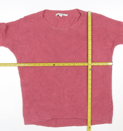 Boden Women Pink Crew Neck Long Sleeve Cotton Cashmere Jumper Size 12