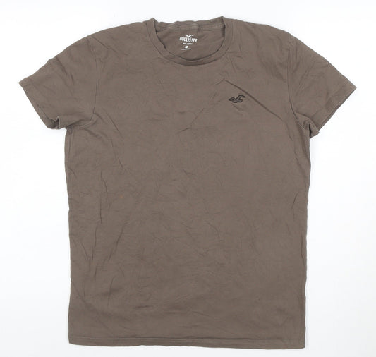 Hollister Men's Brown Crew Neck Short Sleeve Cotton T-Shirt Size S