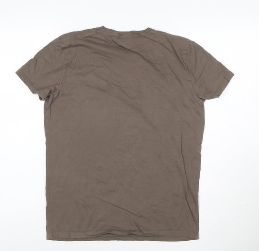Hollister Men's Brown Crew Neck Short Sleeve Cotton T-Shirt Size S