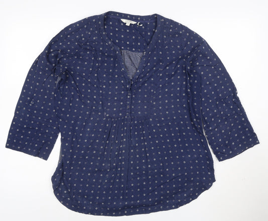 FatFace Women's Blue Floral Cotton Tunic Blouse Size 12
