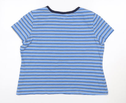 Seasalt Cornwall Womens Blue Striped Organic Cotton T-Shirt UK 16