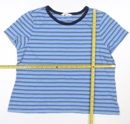 Seasalt Cornwall Womens Blue Striped Organic Cotton T-Shirt UK 16