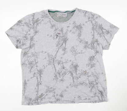 Ted Baker London Men's Grey Bird Print Crew Neck Cotton T-Shirt Size 6 (XXL)