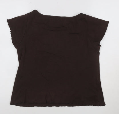 Marks and Spencer Per Una Women's Brown Beaded V-Neck Tunic Blouse Size 18