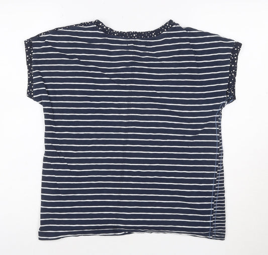 White Stuff Women’s Blue Striped Cotton T-Shirt Size 12